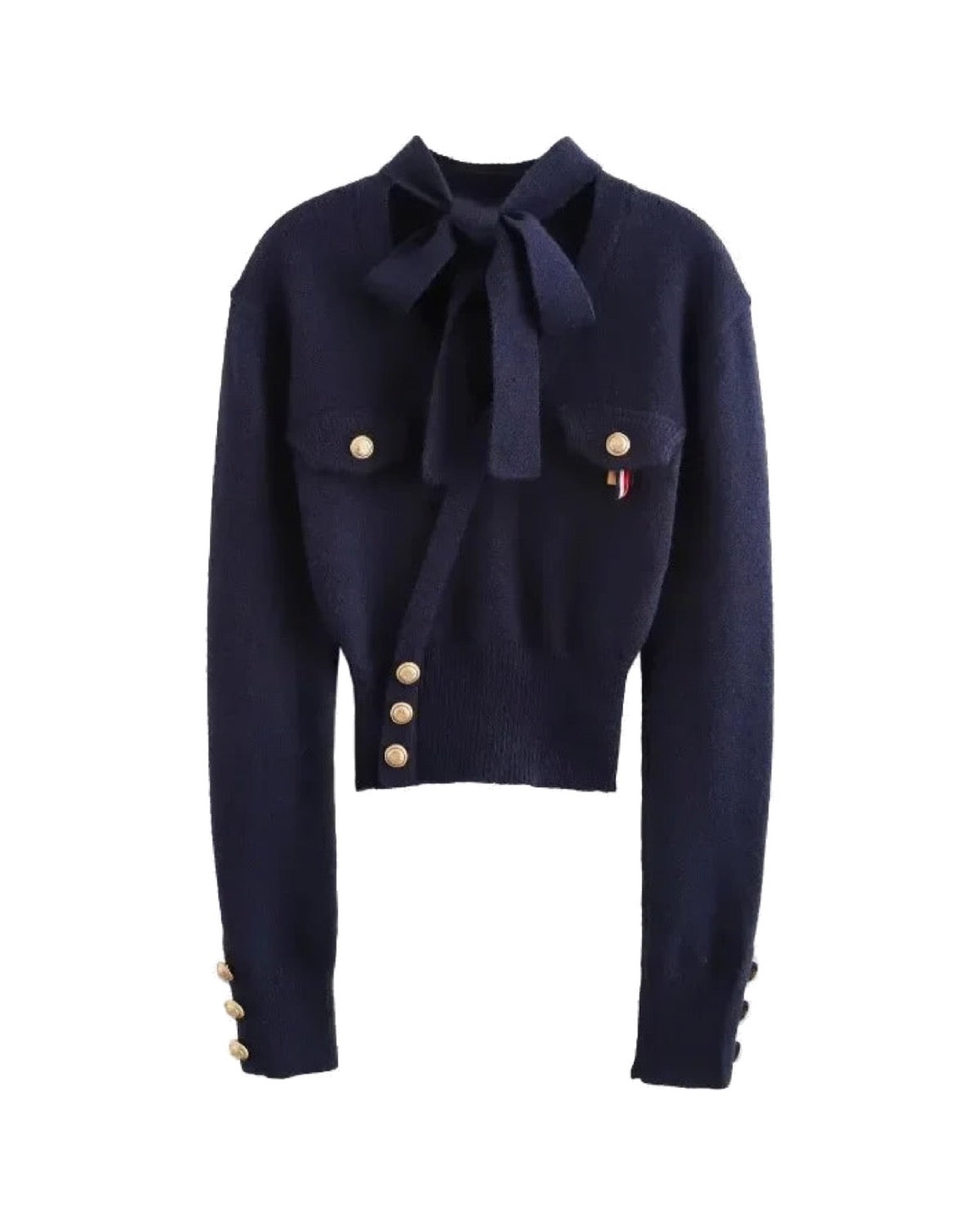 Cardigan en maille à lavallière Coupe courte