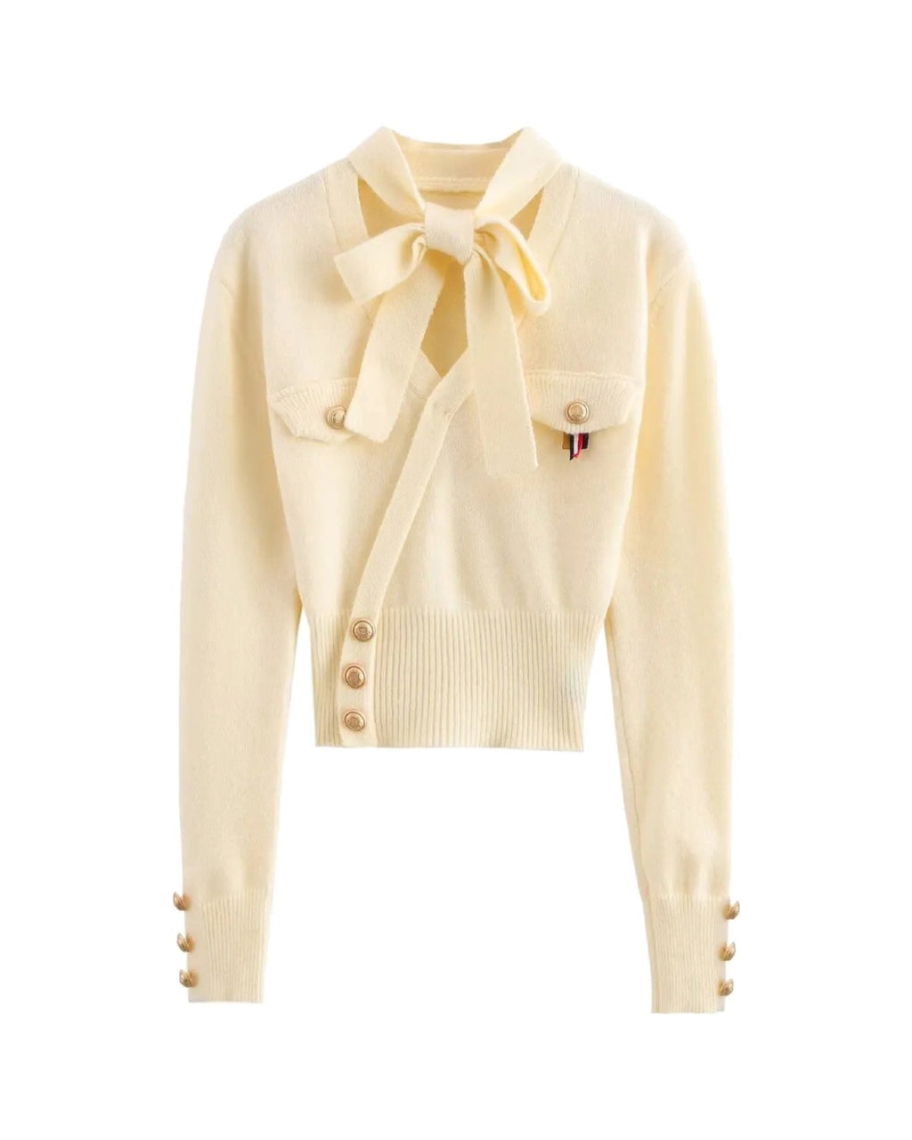 Cardigan en maille à lavallière Coupe courte
