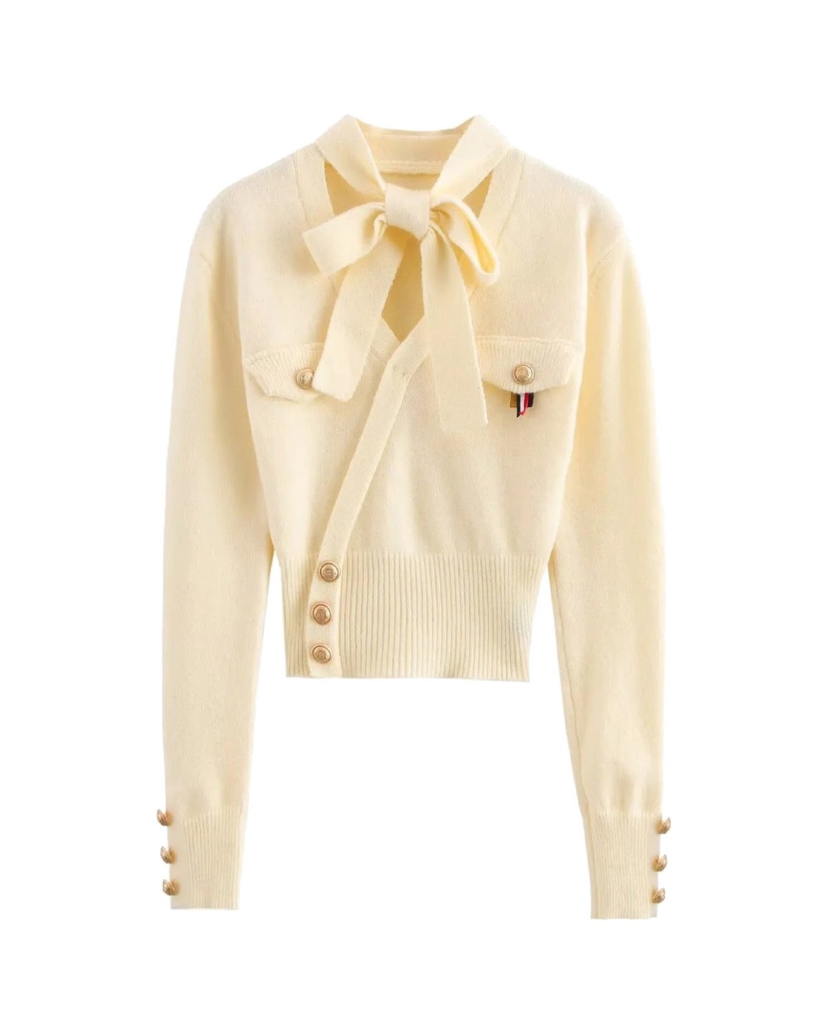 Cardigan en maille à lavallière Coupe courte