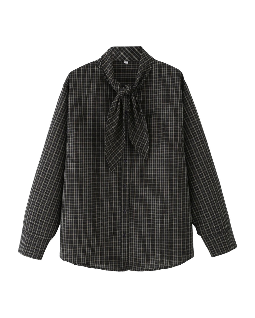 Chemise à carreaux à col lavallière Coupe ample Coton mélangé