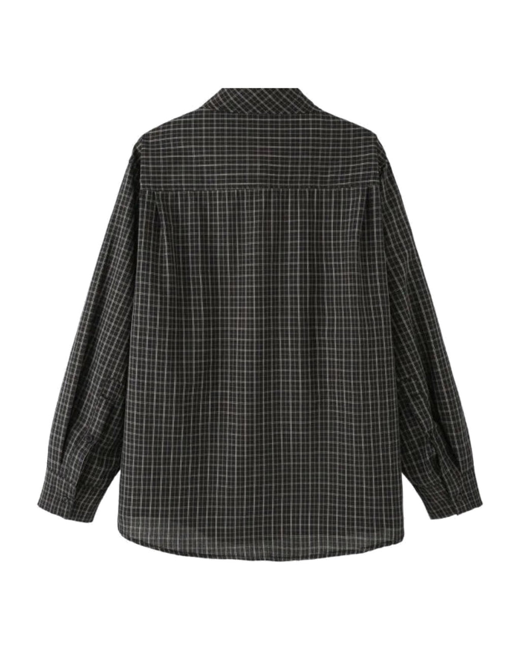 Chemise à carreaux à col lavallière Coupe ample Coton mélangé