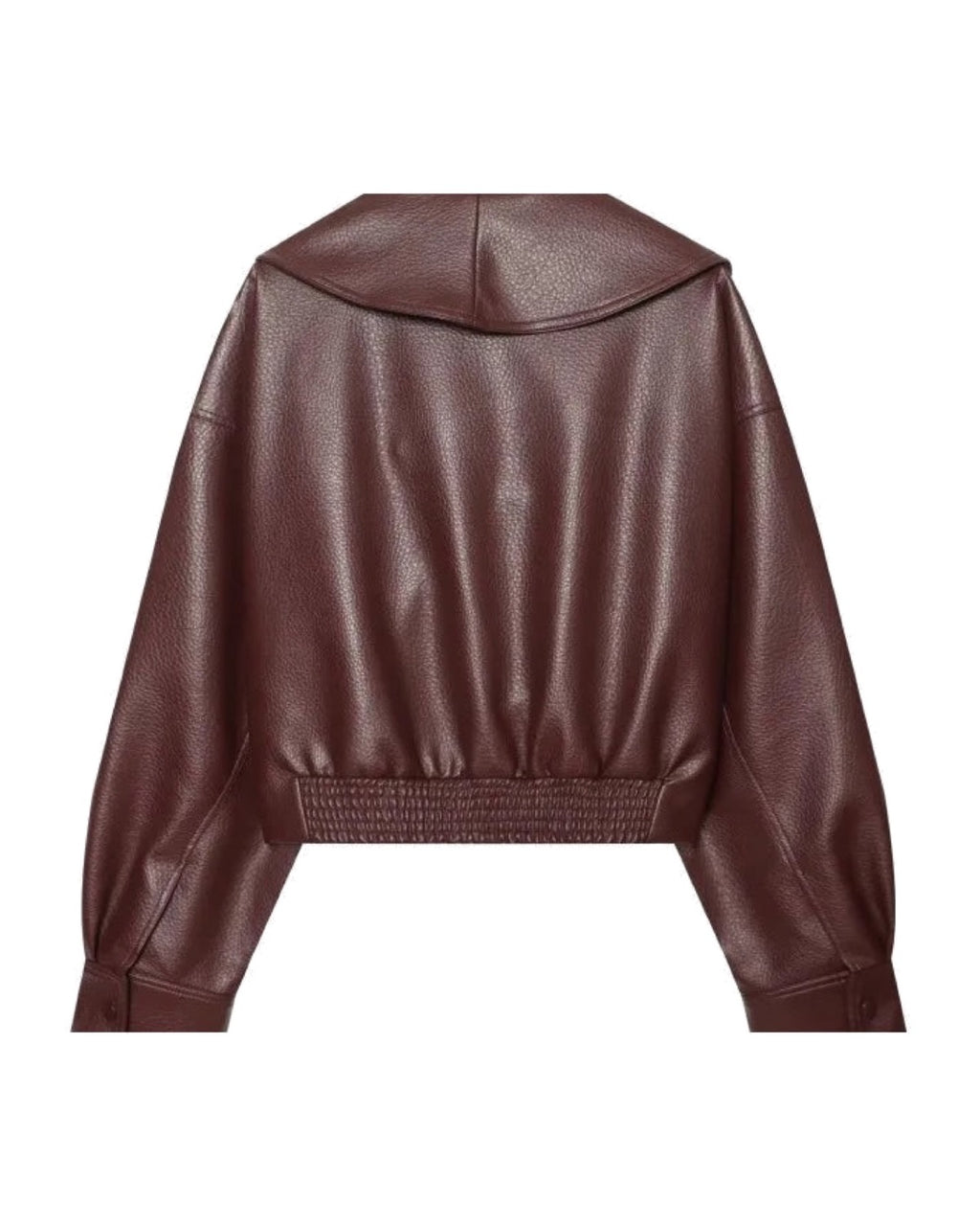 Veste courte en similicuir à col châle Ceinture à boucle Coupe ample