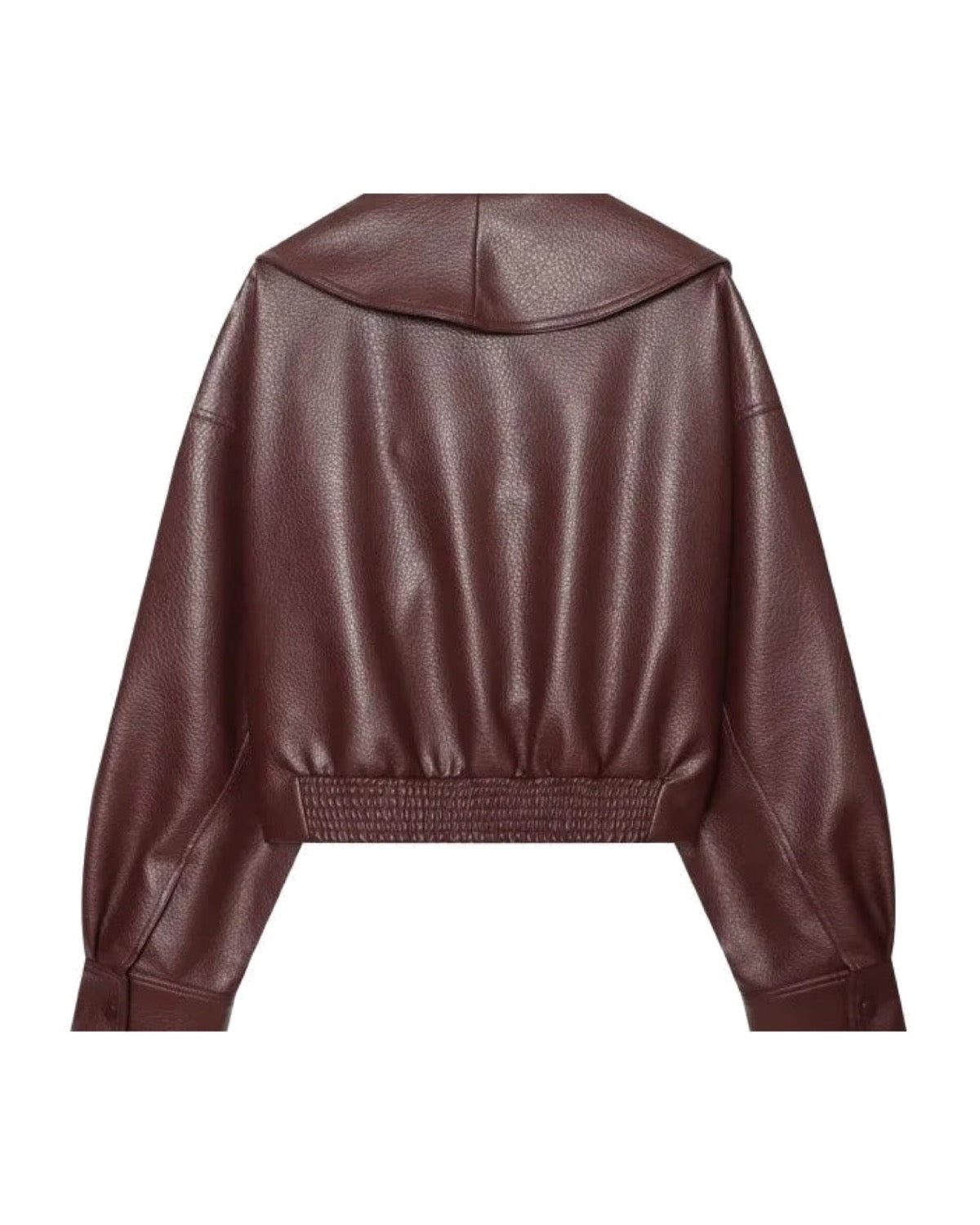 Veste courte en similicuir à col châle Ceinture à boucle Coupe ample