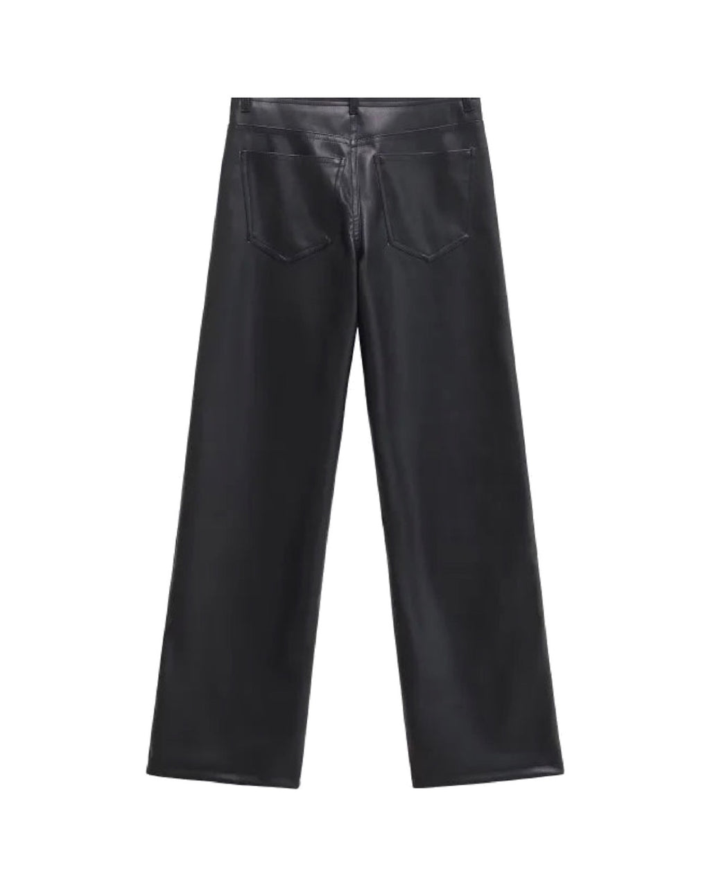 Pantalon droit en similicuir Taille haute Cinq poches