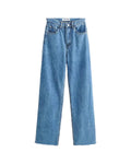 Jean taille haute jambe droite