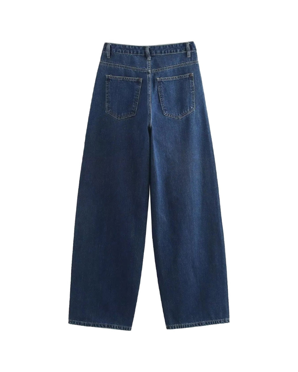 Jean taille haute à jambe largeTaille croisée Denim