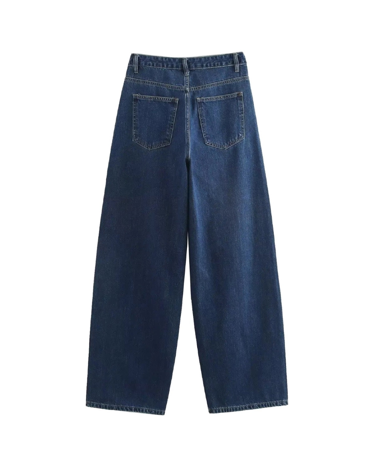 Jean taille haute à jambe largeTaille croisée Denim