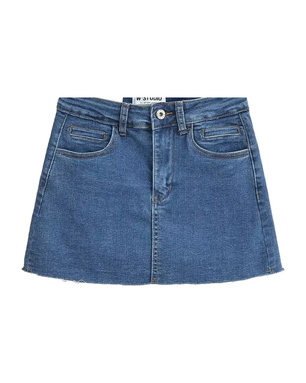 Mini-jupe en jean taille haut Ourlet effiloché