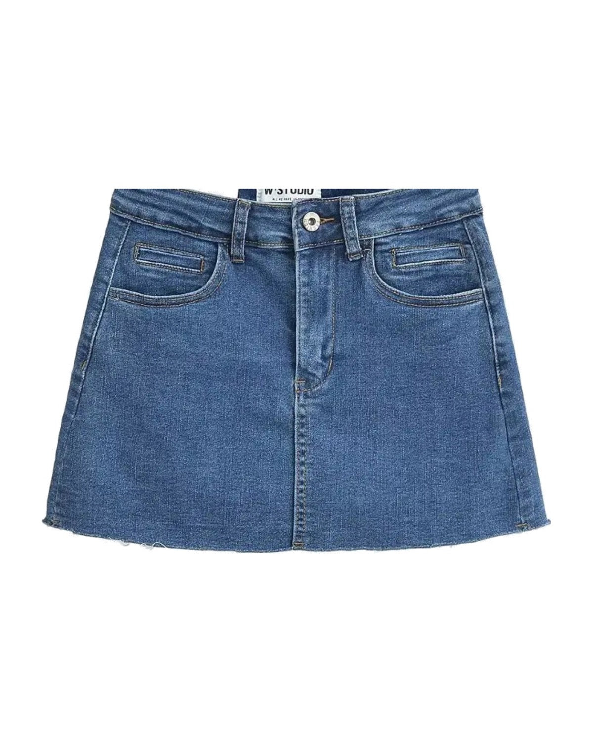 Mini-jupe en jean taille haut Ourlet effiloché