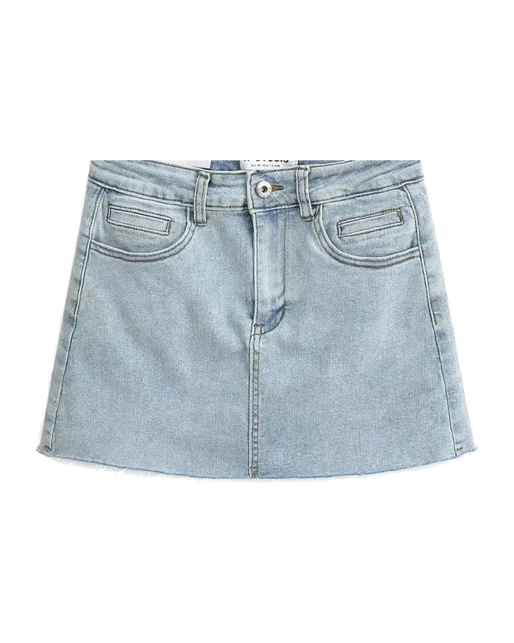 Mini-jupe en jean taille haut Ourlet effiloché