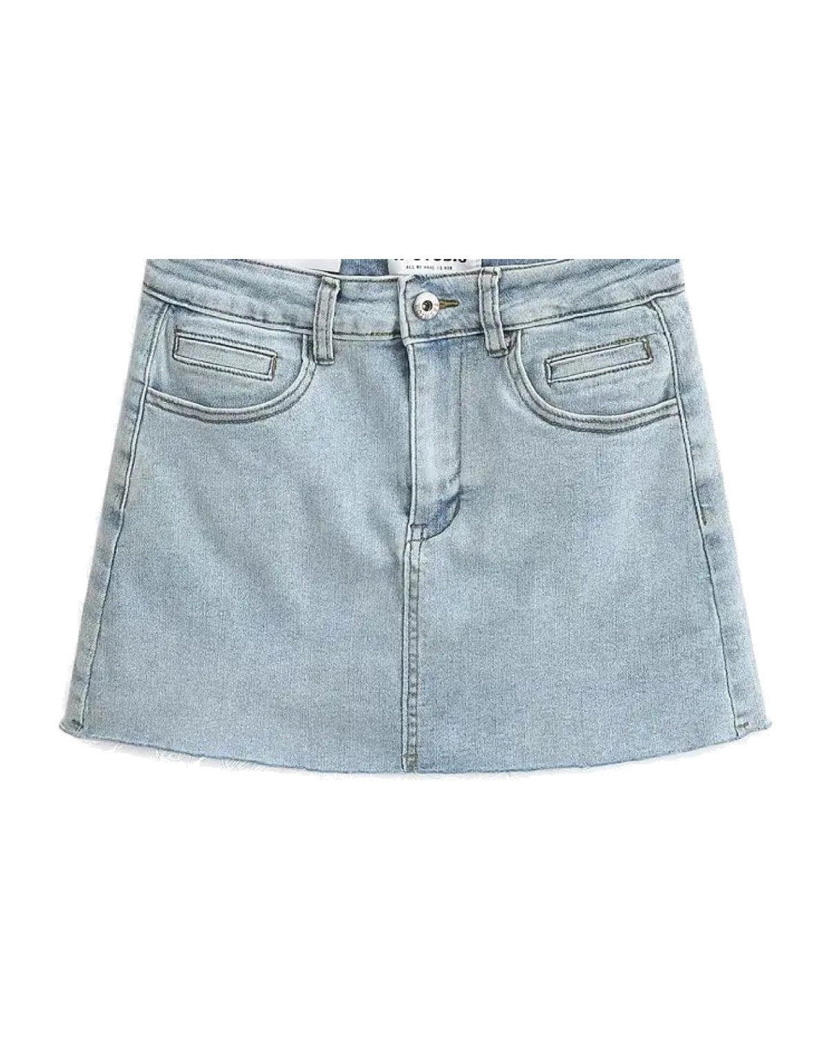 Mini-jupe en jean taille haut Ourlet effiloché