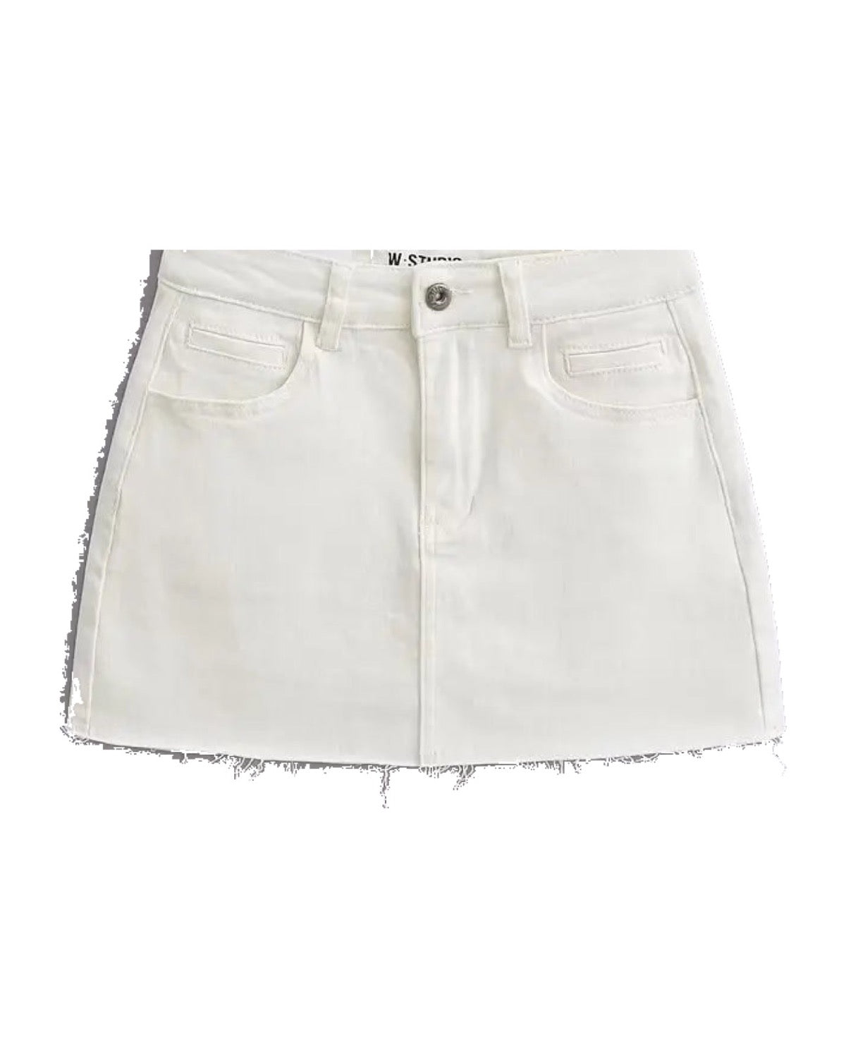 Mini-jupe en jean taille haut Ourlet effiloché