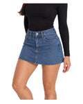 Mini-jupe en jean taille haut Ourlet effiloché
