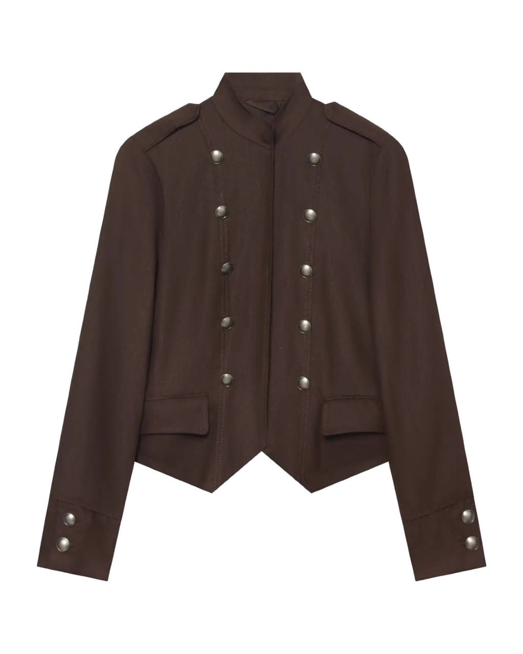 Blazer court style militaire Col montant  Double boutonnage