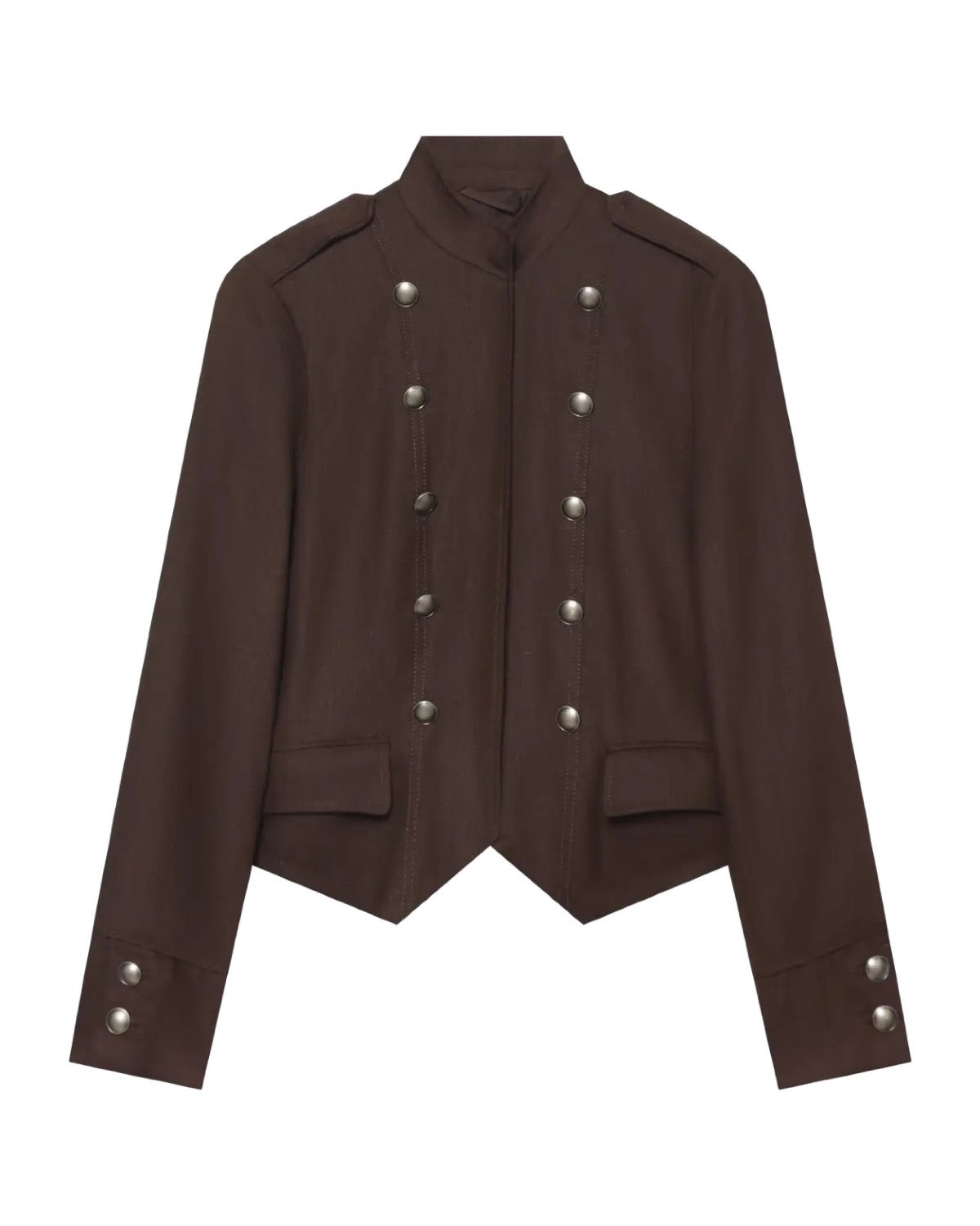 Blazer court style militaire Col montant  Double boutonnage