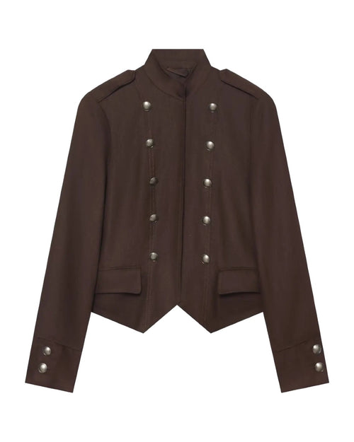 Blazer court style militaire Col montant  Double boutonnage