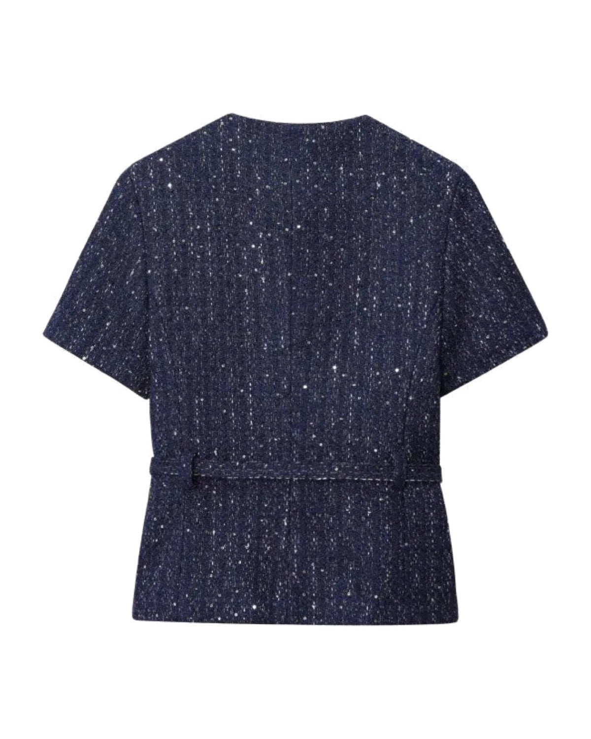 Veste courte en tweed à sequins Boutons dorés