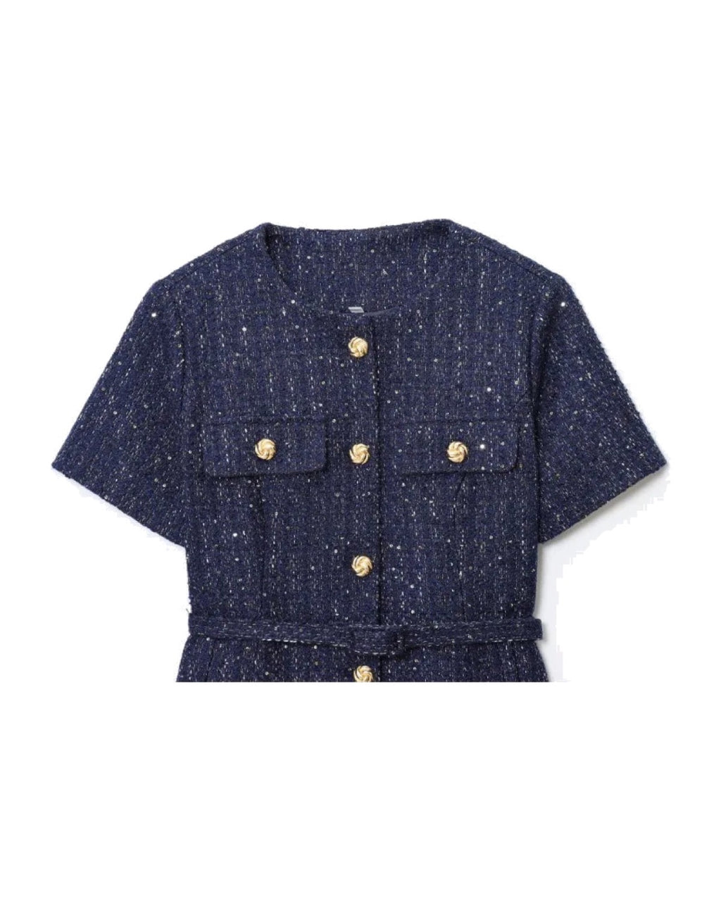 Veste courte en tweed à sequins Boutons dorés