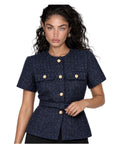 Veste courte en tweed à sequins Boutons dorés