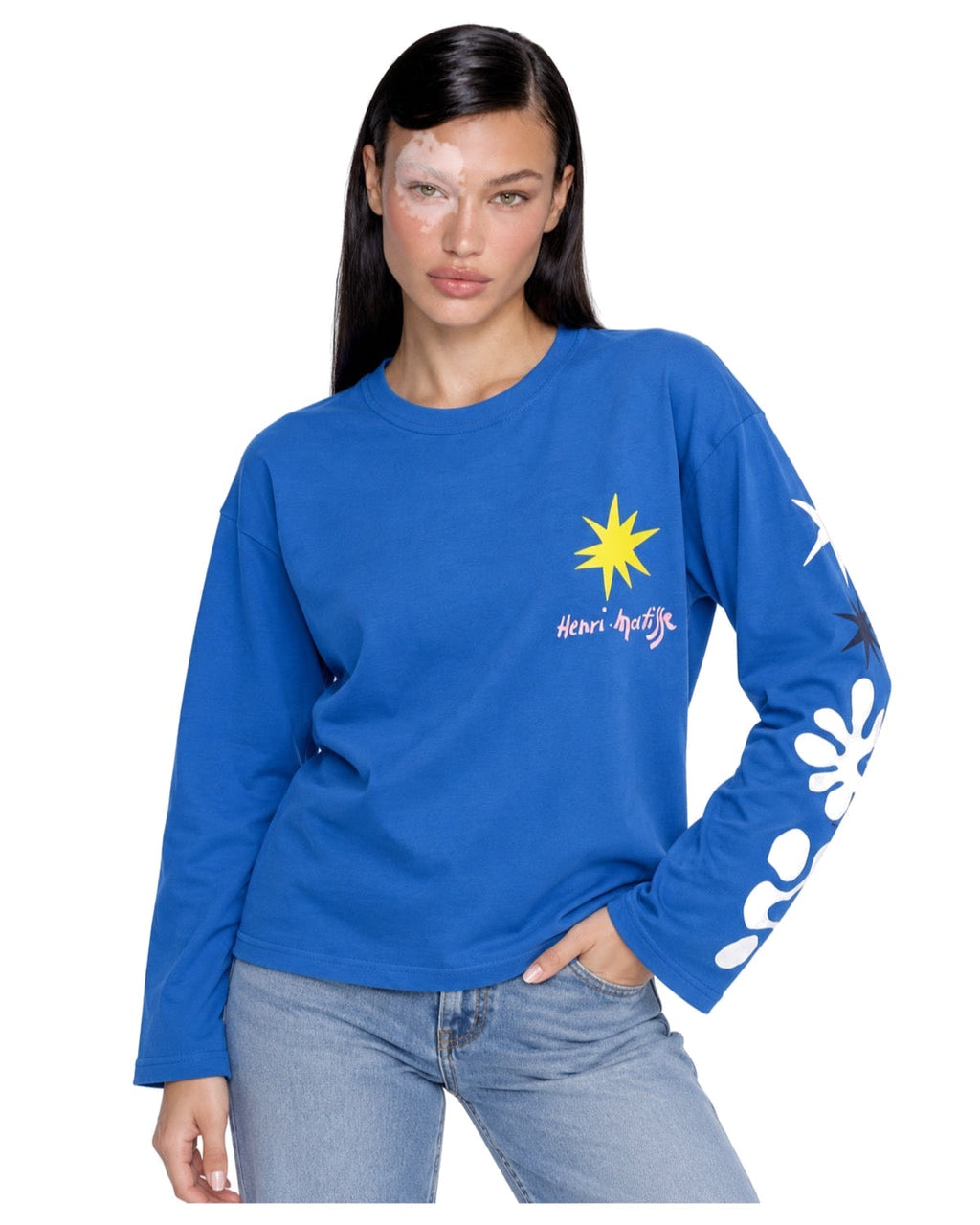 T-shirt manche longue imprimé soleil Coupe boxy