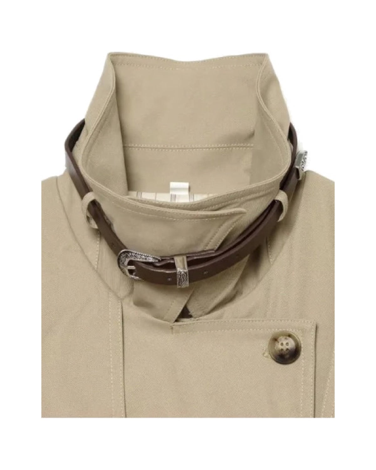 Trench court à double boutonnage Ceinture à la taille Épaulettes