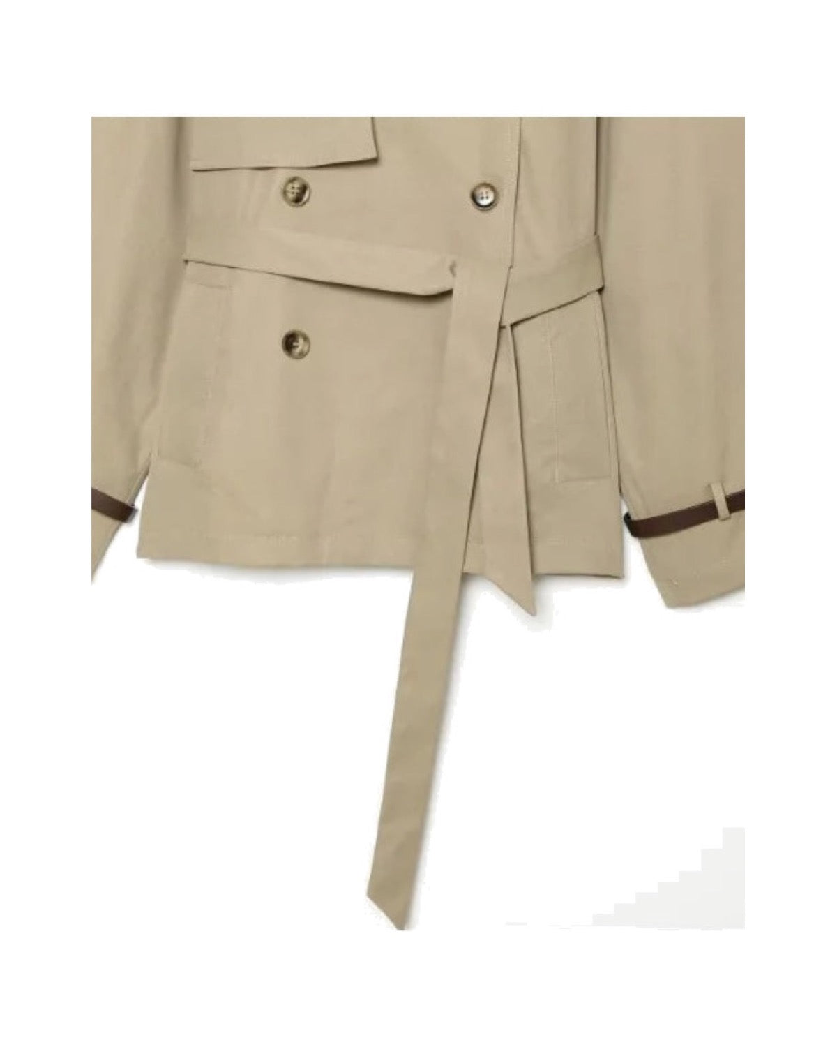 Trench court à double boutonnage Ceinture à la taille Épaulettes
