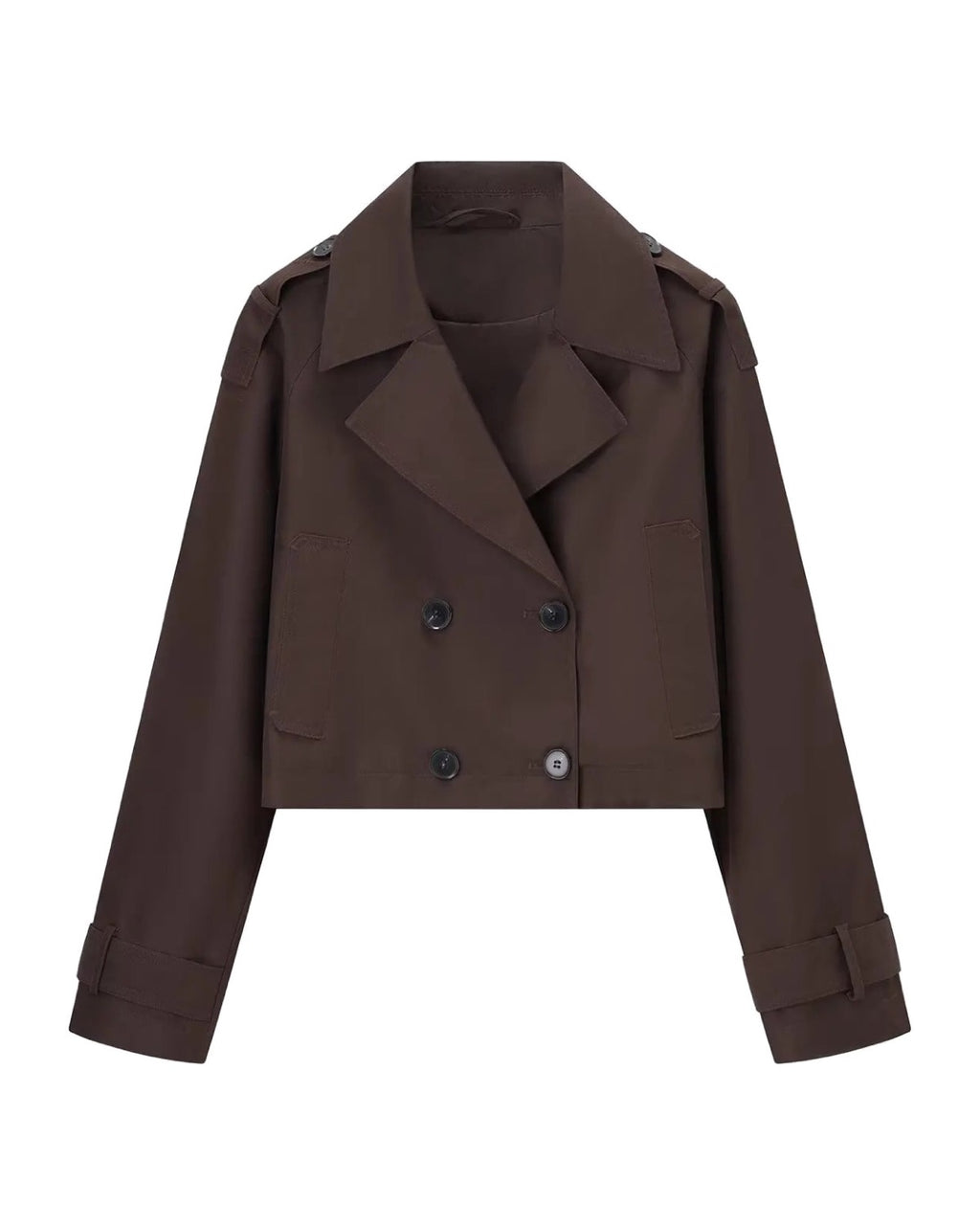 Trench court croisé Col tailleur et pattes de serrage
