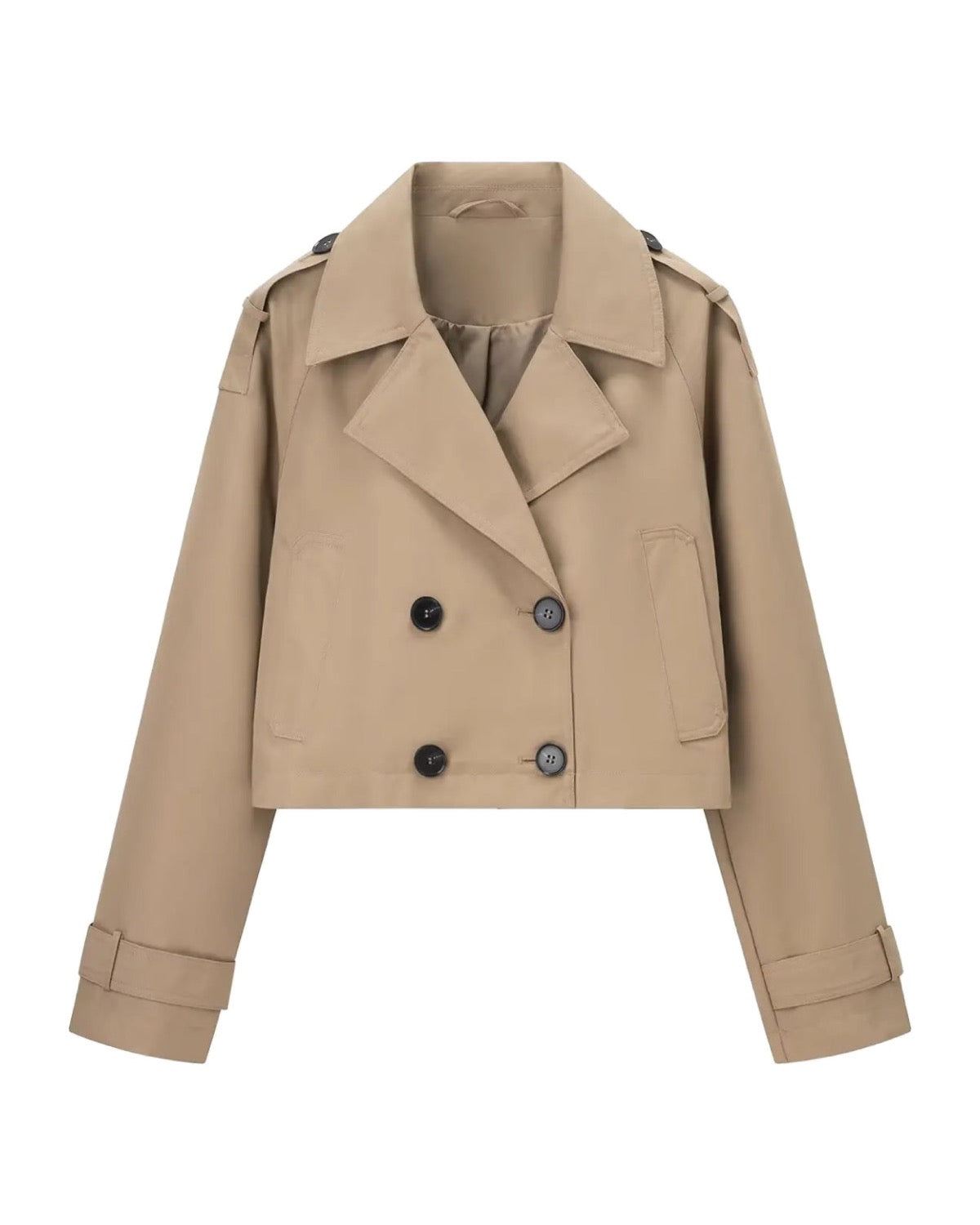 Trench court croisé Col tailleur et pattes de serrage