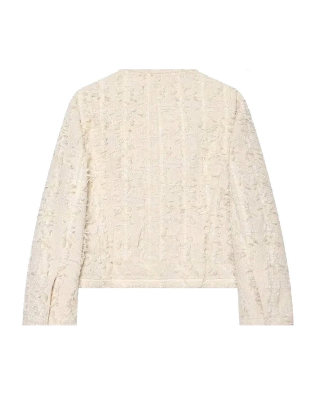 Veste en tweed à franges Col montant Coupe courte