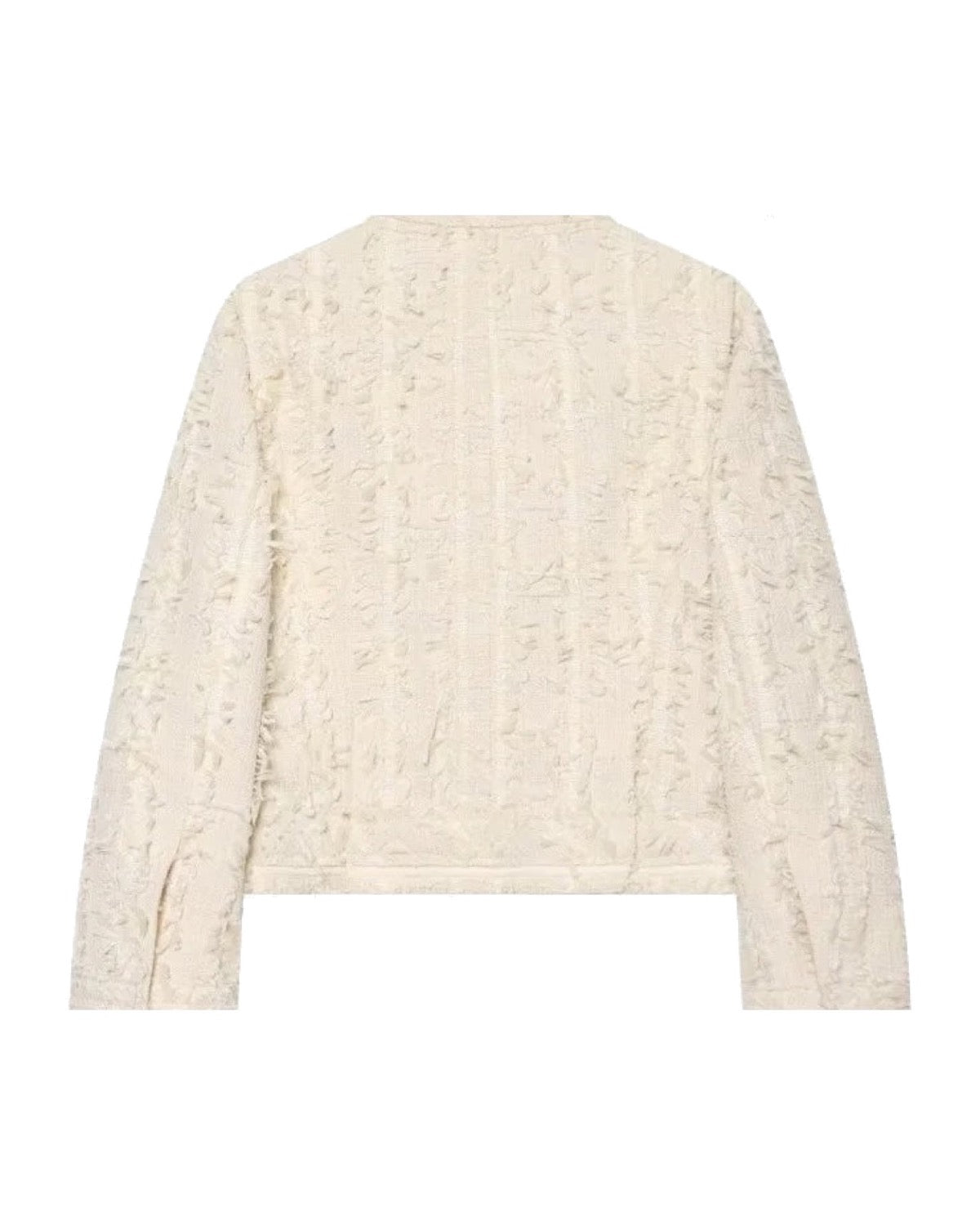 Veste en tweed à franges Col montant Coupe courte